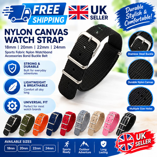 Nylon canvas watch strap 18mm - canvas,