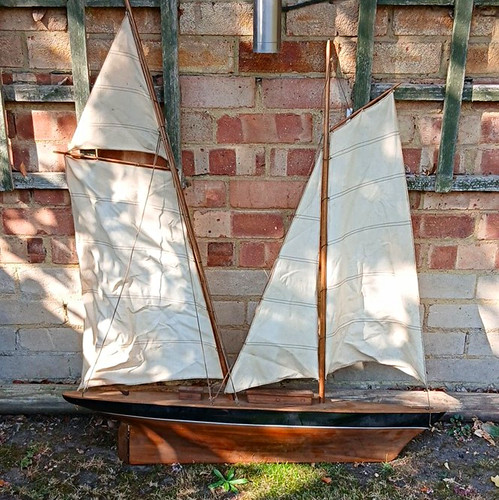 Antique wooden model sailboat - antique,